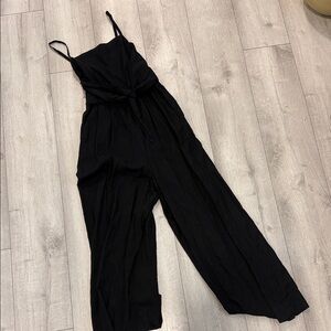 Madewell Black Sleeveless Wide Leg Jumpsuit with Pockets